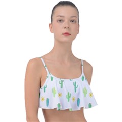 Green Cacti With Sun Frill Bikini Top by SychEva