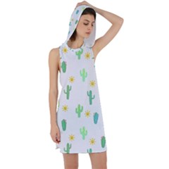 Green Cacti With Sun Racer Back Hoodie Dress by SychEva