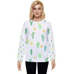 Green Cacti With Sun Hidden Pocket Sweatshirt by SychEva