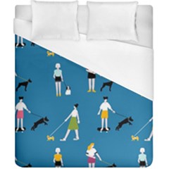 Girls Walk With Their Dogs Duvet Cover (california King Size) by SychEva