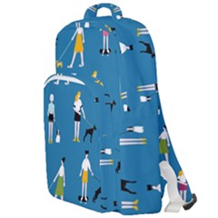 Girls Walk With Their Dogs Double Compartment Backpack by SychEva