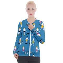 Girls Walk With Their Dogs Casual Zip Up Jacket by SychEva