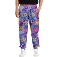 Multicolored Splashes And Watercolor Circles On A Dark Background Men s Elastic Waist Pants