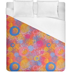 Multicolored Splashes And Watercolor Circles On A Dark Background Duvet Cover (california King Size) by SychEva