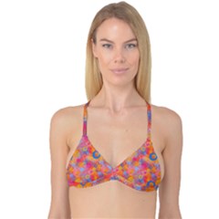 Multicolored Splashes And Watercolor Circles On A Dark Background Reversible Tri Bikini Top by SychEva