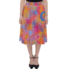 Multicolored Splashes And Watercolor Circles On A Dark Background Classic Midi Skirt by SychEva