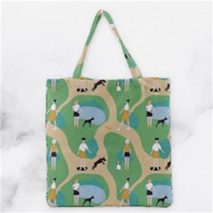 Girls With Dogs For A Walk In The Park Grocery Tote Bag by SychEva