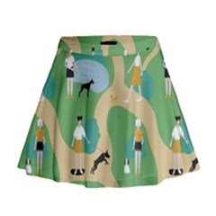 Girls With Dogs For A Walk In The Park Mini Flare Skirt by SychEva