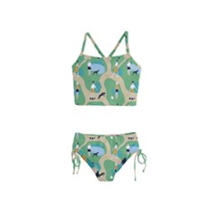 Girls With Dogs For A Walk In The Park Girls  Tankini Swimsuit by SychEva