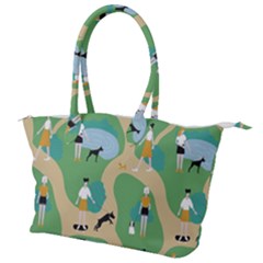 Girls With Dogs For A Walk In The Park Canvas Shoulder Bag by SychEva