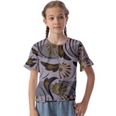 Folk Flowers Pattern Floral Surface Design Seamless Pattern Kids  Cuff Sleeve Scrunch Bottom Tee