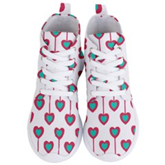 Red Hearts On A White Background Women s Lightweight High Top Sneakers by SychEva