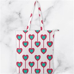 Red Hearts On A White Background Double Zip Up Tote Bag by SychEva