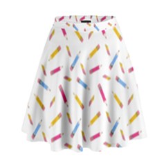 Multicolored Pencils And Erasers High Waist Skirt by SychEva