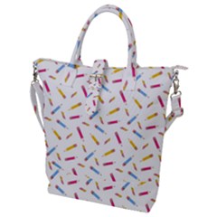 Multicolored Pencils And Erasers Buckle Top Tote Bag by SychEva