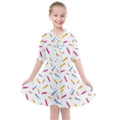 Multicolored Pencils And Erasers Kids  All Frills Chiffon Dress by SychEva