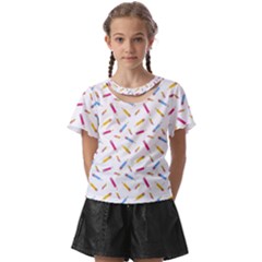 Multicolored Pencils And Erasers Kids  Front Cut Tee by SychEva