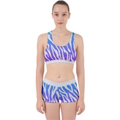 White Tiger Purple & Blue Animal Fur Print Stripes Work It Out Gym Set by Casemiro