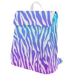 White Tiger Purple & Blue Animal Fur Print Stripes Flap Top Backpack by Casemiro