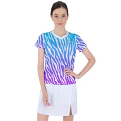 White Tiger Purple & Blue Animal Fur Print Stripes Women s Sports Top by Casemiro