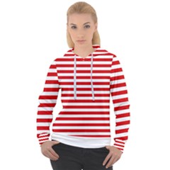 Red And White Stripes Pattern, Geometric Theme Women s Overhead Hoodie by Casemiro