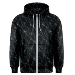 Turquoise Abstract Flowers With Splashes On A Dark Background  Abstract Print Men s Zipper Hoodie by SychEva