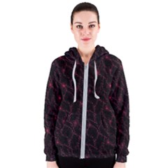 Pink Abstract Flowers With Splashes On A Dark Background  Abstract Print Women s Zipper Hoodie by SychEva