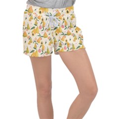 Yellow Juicy Pears And Apricots Velour Lounge Shorts by SychEva