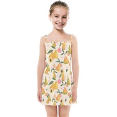 Yellow Juicy Pears And Apricots Kids  Summer Sun Dress by SychEva