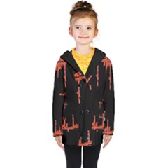 Red And Black Abstract Grunge Print Kids  Double Breasted Button Coat by dflcprintsclothing