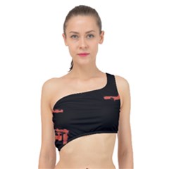 Red And Black Abstract Grunge Print Spliced Up Bikini Top  by dflcprintsclothing