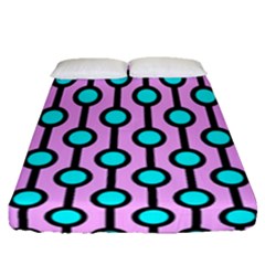 A Chain Of Blue Circles Fitted Sheet (queen Size) by SychEva