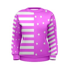 Saturated Pink Lines And Stars Pattern, Geometric Theme Women s Sweatshirt by Casemiro