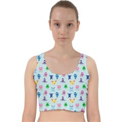 Funny Monsters Velvet Racer Back Crop Top by SychEva