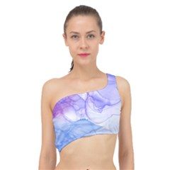 Purple And Blue Alcohol Ink  Spliced Up Bikini Top  by Dazzleway