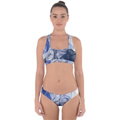 Blue Alcohol Ink Cross Back Hipster Bikini Set by Dazzleway