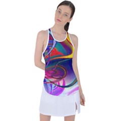 Colorful Rainbow Modern Paint Pattern 13 Racer Back Mesh Tank Top by DinkovaArt