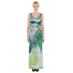 Orange And Green Alcohol Ink  Thigh Split Maxi Dress by Dazzleway