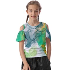 Orange And Green Alcohol Ink  Kids  Butterfly Cutout Tee