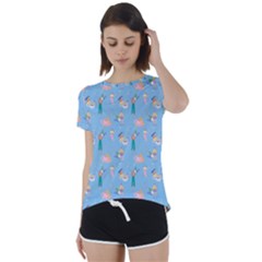 Beautiful Girls With Drinks Short Sleeve Foldover Tee by SychEva