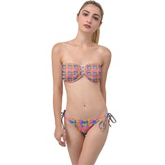 Abstract Painting Twist Bandeau Bikini Set by SychEva