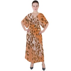 Leopard-knitted V-neck Boho Style Maxi Dress by skindeep