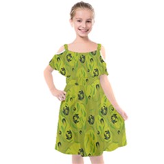 Folk Flowers Pattern  Kids  Cut Out Shoulders Chiffon Dress by Eskimos