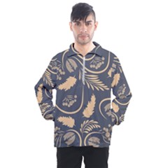 Folk Flowers Pattern  Men s Half Zip Pullover by Eskimos