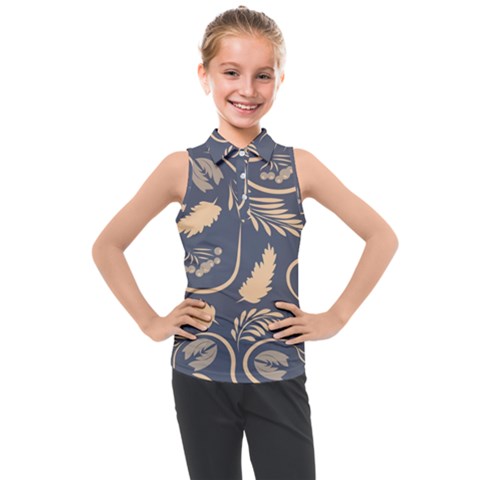 Folk Flowers Pattern  Kids  Sleeveless Polo Tee by Eskimos