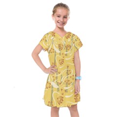 Folk Flowers Pattern  Kids  Drop Waist Dress by Eskimos