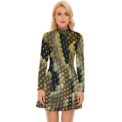 Leatherette Snake 2 Long Sleeve Velour Longline Dress