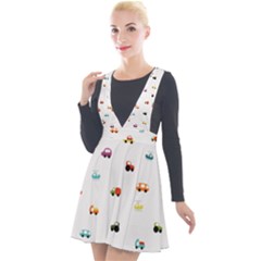 Cute Bright Little Cars Plunge Pinafore Velour Dress by SychEva