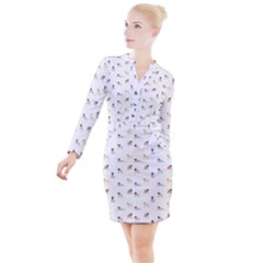 Funny Pugs Button Long Sleeve Dress by SychEva