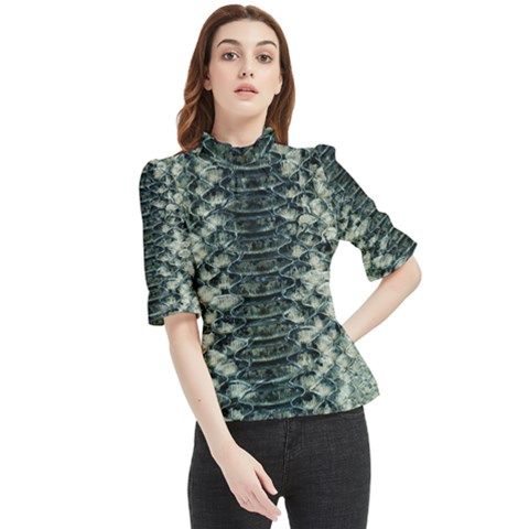 Snake Skin-29 Alt Frill Neck Blouse by skindeep